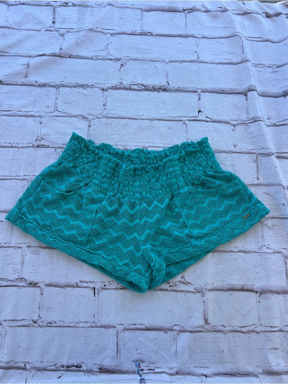 Roxy Turquoise Chevron Lace Swim Coverup Shorts